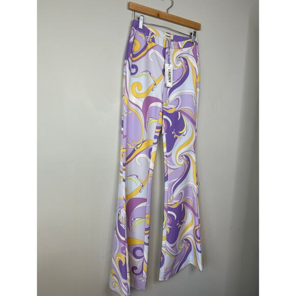 NWT L'Agence Lane Flared Purple Trouser Light Orchid Multi Saint Martin Size: 0 - Picture 3 of 8